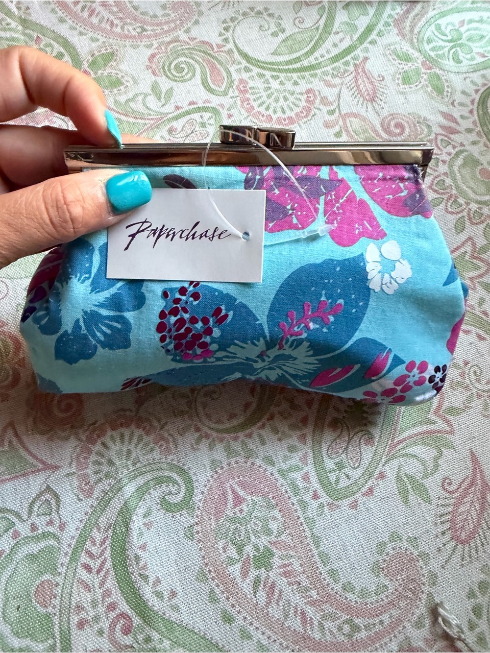 Vintage Paperchase Floral Kisslock Fabric Clutch Bag Or Cosmetic Bag Y2K NWOT